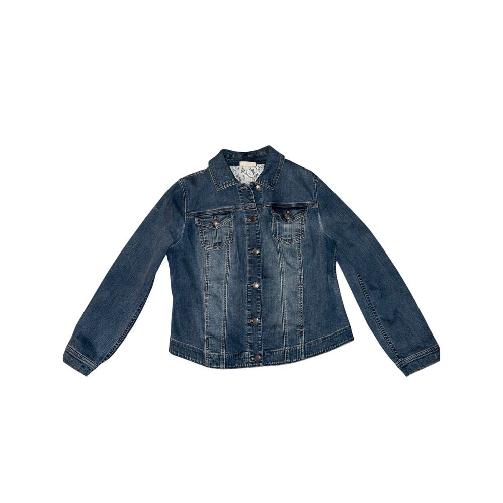 Chicos Jean Jacket Size 2 - Picture 2 of 4